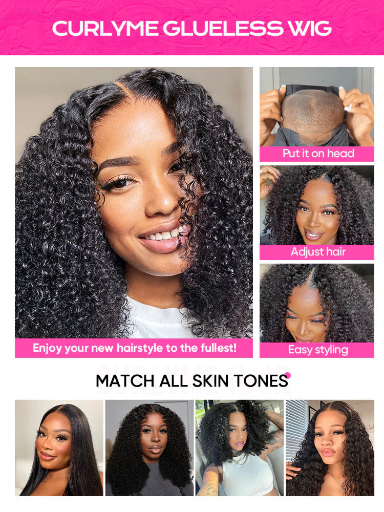 CurlyMe Pre-bleached Kinky Curly 7x5 Pre-cut HD Lace Wear Go Glueless Wig - Image 6
