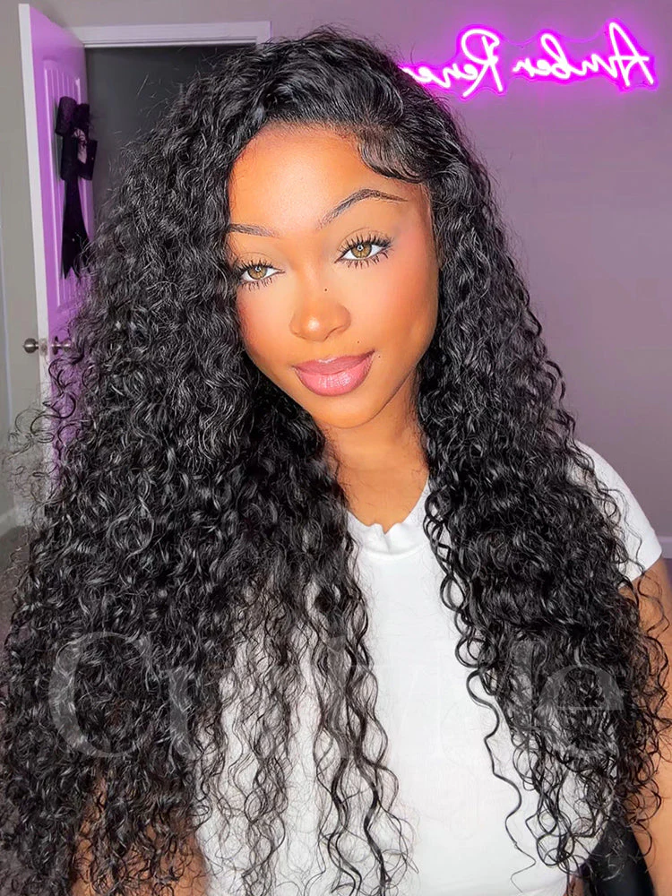 CurlyMe 360 Lace Fit Wear Go Pre-Bleached Water Wave Human Hair Glueless Wig Pre-Plucked - Image 2