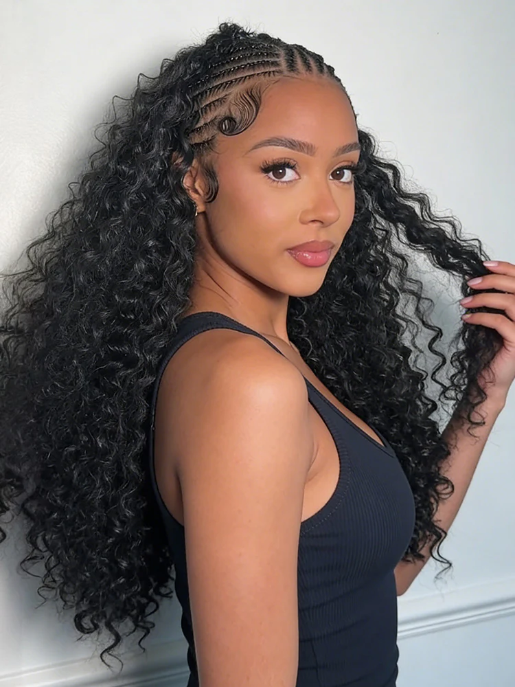 CurlyMe Pre-Separated Miracle Knots Feather Crochet Human Hair for Boho Braids Lightweight Reusable Remy Hair Extensions Protective Style for Women Natural Black Color - Image 3