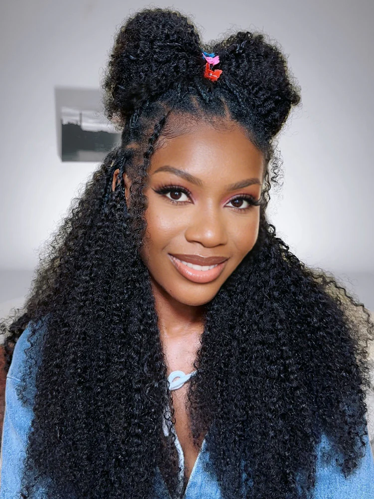 CurlyMe Pre-Separated Miracle Knots Feather Crochet Human Hair for Boho Braids Lightweight Reusable Remy Hair Extensions Protective Style for Women Natural Black Color - Image 6