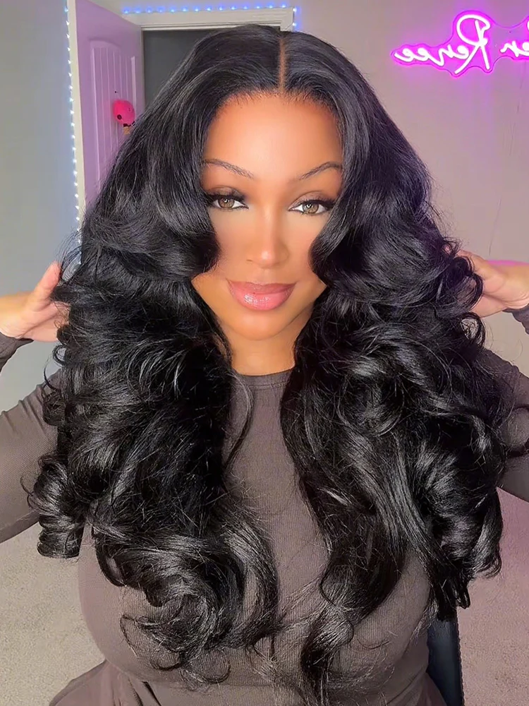 CurlyMe Pre-Styled Butterfly Cut Layer Yaki Straight Human Hair 7x5 Pre-cut HD Lace Wear Go Glueless Wigs - Image 3