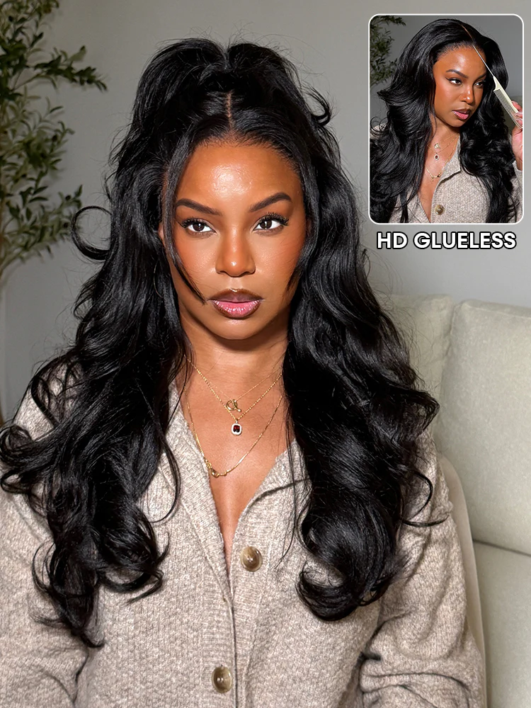 CurlyMe Pre-Styled Butterfly Cut Layer Yaki Straight Human Hair 7x5 Pre-cut HD Lace Wear Go Glueless Wigs - Image 2