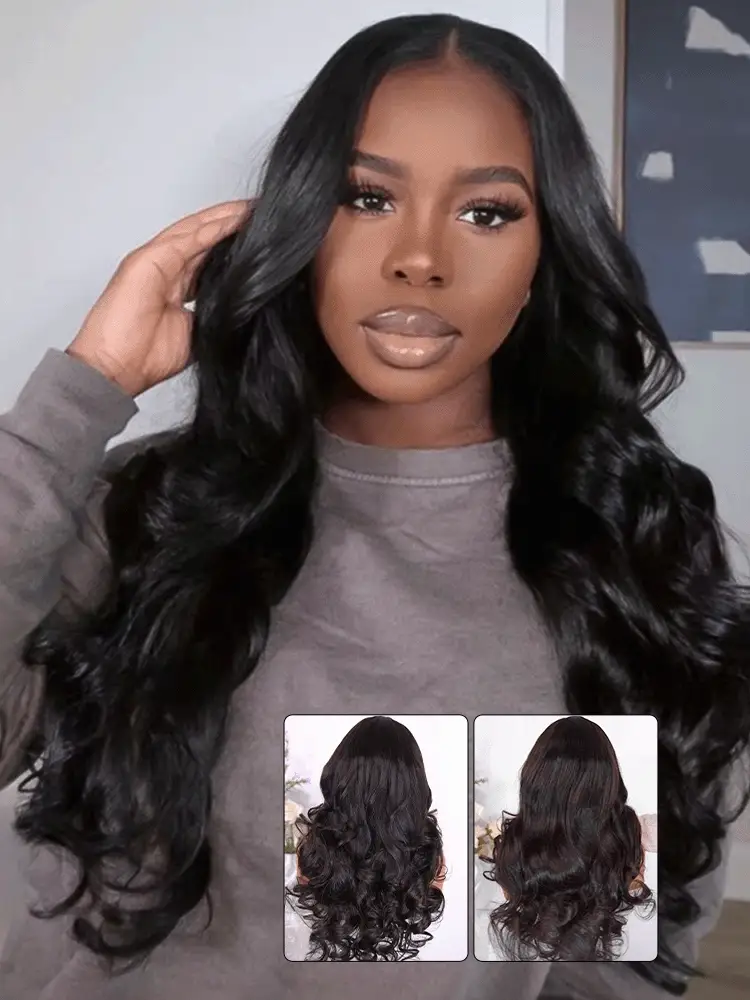 CurlyMe Pre-Styled Butterfly Cut Layer Yaki Straight Human Hair 7x5 Pre-cut HD Lace Wear Go Glueless Wigs - Image 4