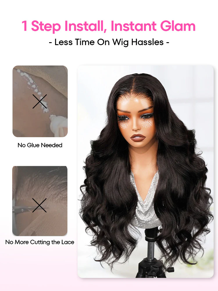 CurlyMe Pre-Styled Butterfly Cut Layer Natural Black Yaki Straight 9x6 HD Lace Wear Go Glueless Wig - Image 7