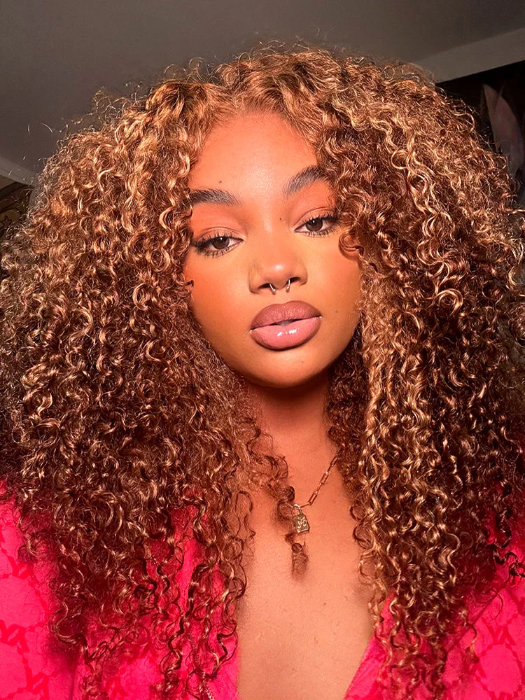CurlyMe Wear Go Glueless Highlights Ombre Hair Pre-cut Lace Kinky Curly Wig For Tiktok - Image 12