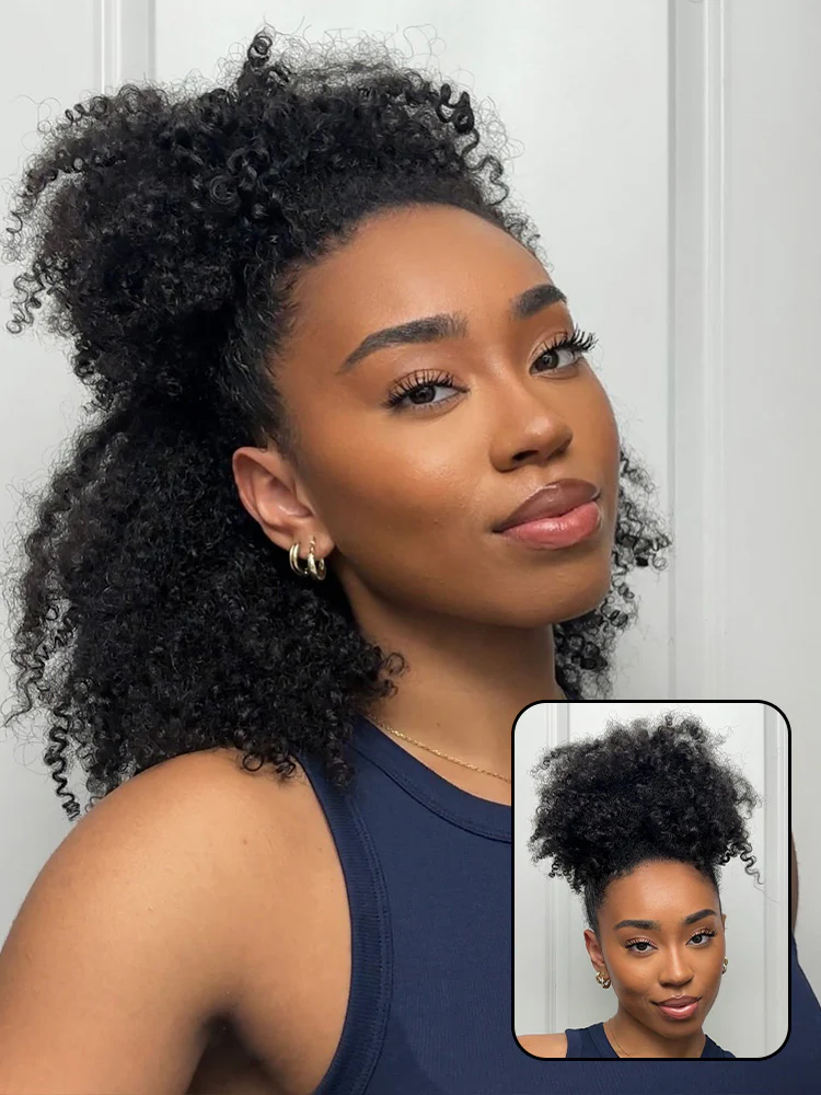 CurlyMe Afro Kinky Curly Hair Pre-bleached Swiss 13x4 HD Lace Front Wig Human Hair Pre plucked Wigs - Image 10