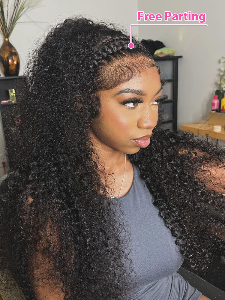 CurlyMe Afro Kinky Curly Hair Pre-bleached Swiss 13x4 HD Lace Front Wig Human Hair Pre plucked Wigs - Image 5