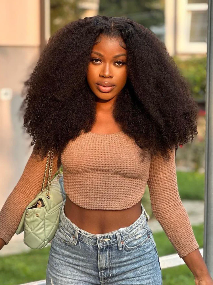 CurlyMe Afro Kinky Curly Hair Pre-bleached Swiss 13x4 HD Lace Front Wig Human Hair Pre plucked Wigs - Image 8