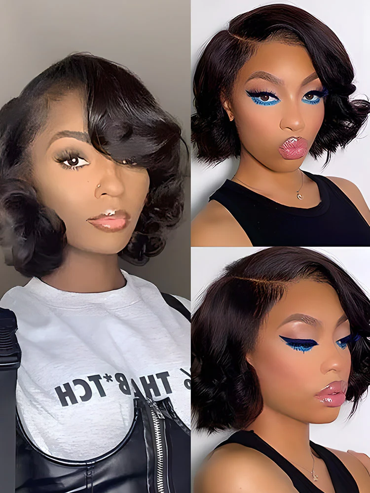 CurlyMe Hair Bob Wigs 4x4 Lace Closure Body Wave Human Hair Wig With Baby Hair - Image 6