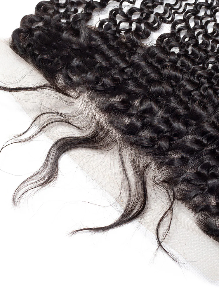 CurlyMe Kinky Curly Virgin Human Hair 13x4 Lace Frontal Natural Black - Image 3