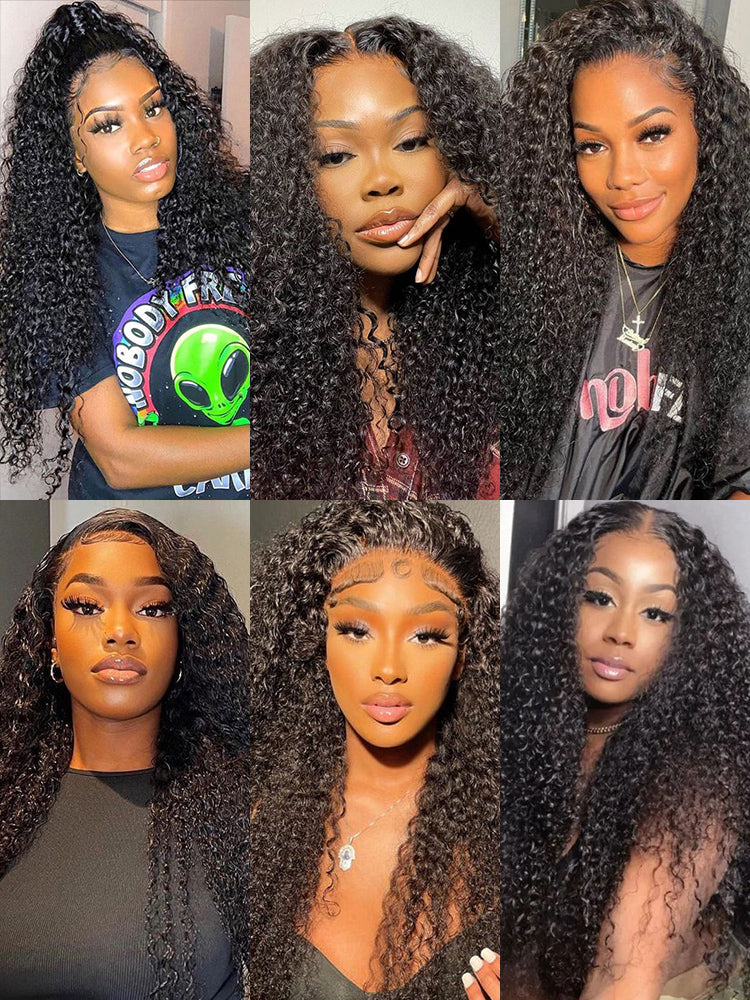 CurlyMe Kinky Curly Virgin Human Hair 3 Bundles With 13x4 Frontal Natural Black - Image 3