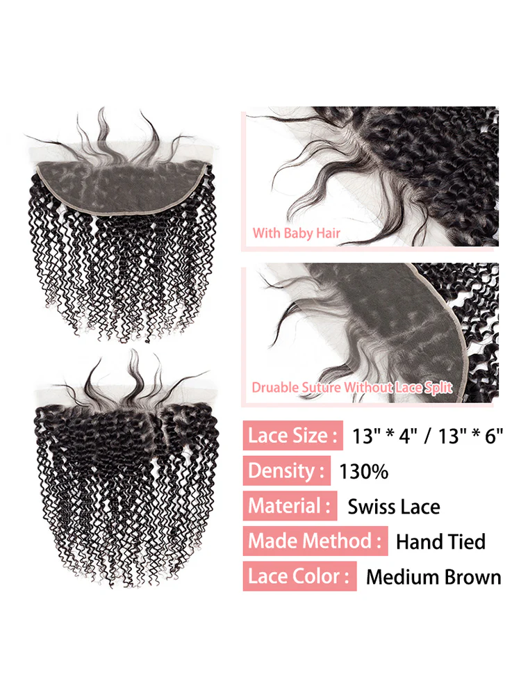 CurlyMe Kinky Curly Virgin Human Hair 3 Bundles With 13x4 Frontal Natural Black - Image 6