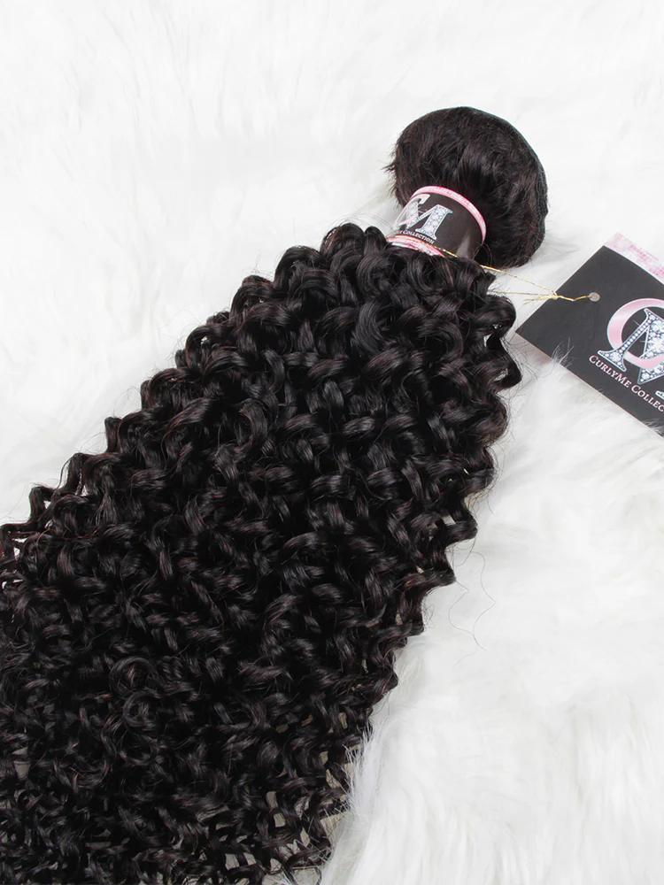CurlyMe Kinky Curly Virgin Human Hair 3 Bundles With 13x4 Frontal Natural Black - Image 7