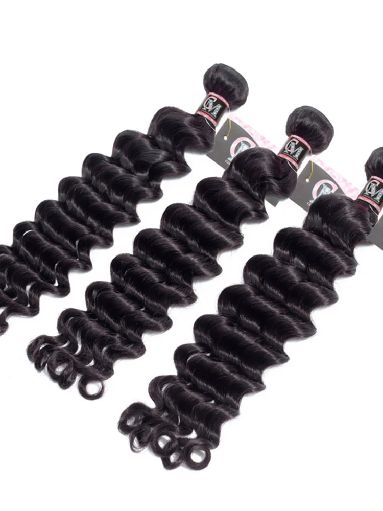 CurlyMe Loose Deep Virgin Human Hair 4 Bundles with 4x4 Closure Natural Black - Image 6