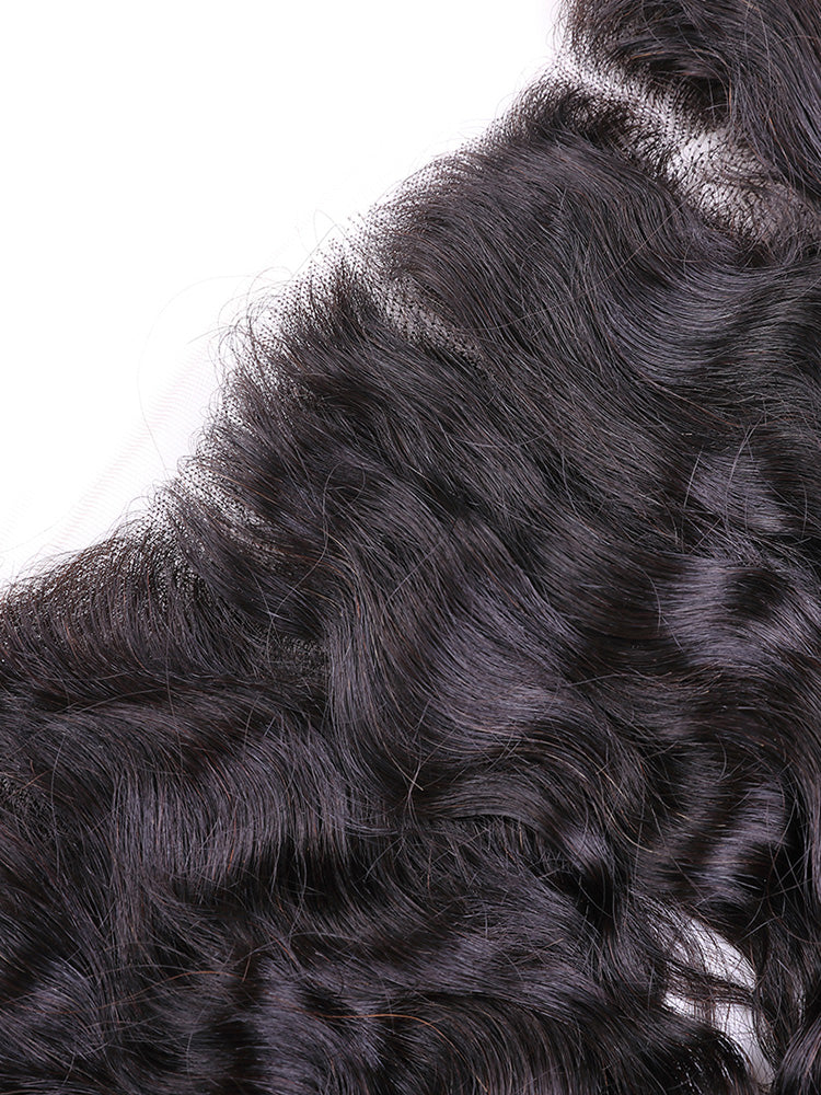 CurlyMe Natural Wave Virgin Human Hair 13x4 Lace Frontal Natural Black - Image 3