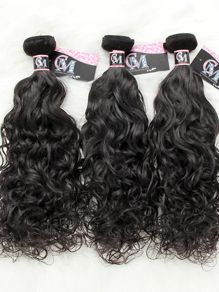 CurlyMe Natural Wave Virgin Human Hair 4 Bundles with 4x4 Closure Natural Black - Image 6