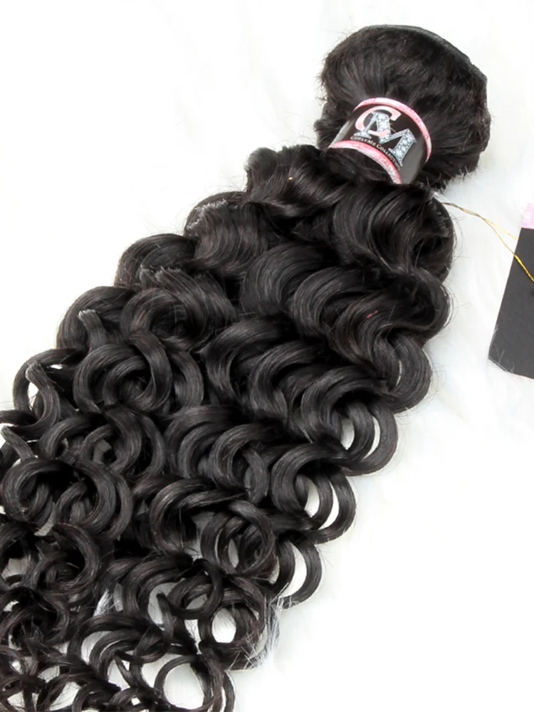CurlyMe Water Wave Virgin Human Hair 3 Bundles With 4x4 Closure Natural Black - Image 5