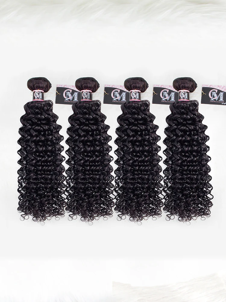 CurlyMe Water Wave Virgin Human Hair 4 Bundles with 4x4 Closure Natural Black - Image 6