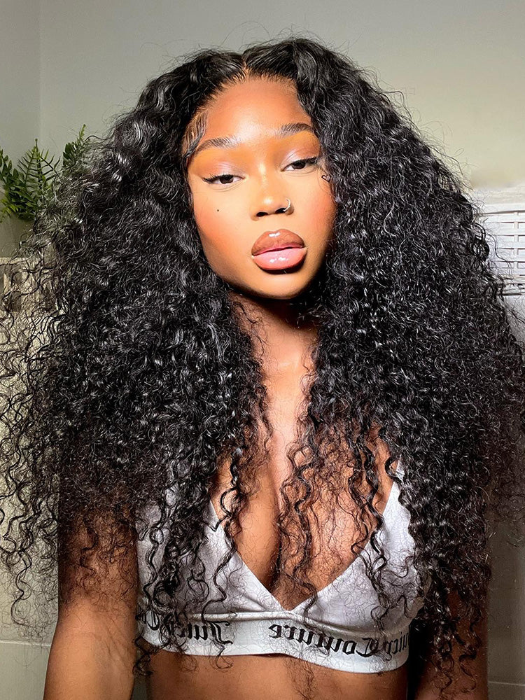 CurlyMe HD Lace Pre-bleached Water Wave Hair 13x4 Lace Frontal Wigs Human Hair Skin Melt - Image 3