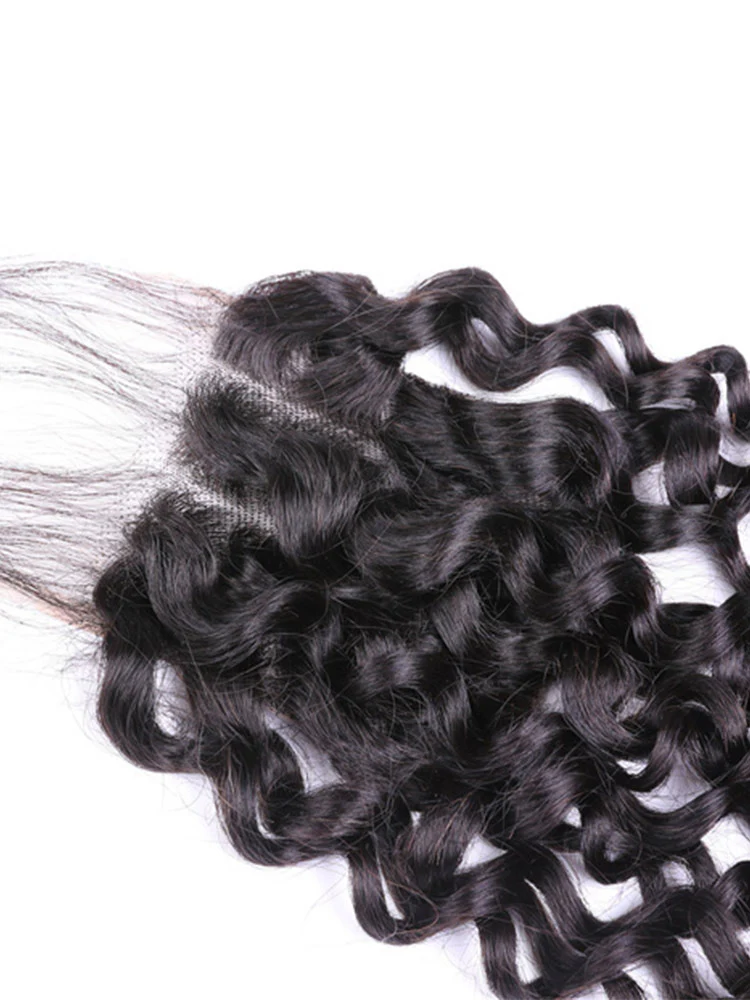 Water Wave Natural Black Hair 4x4 Lace Closure - Image 2
