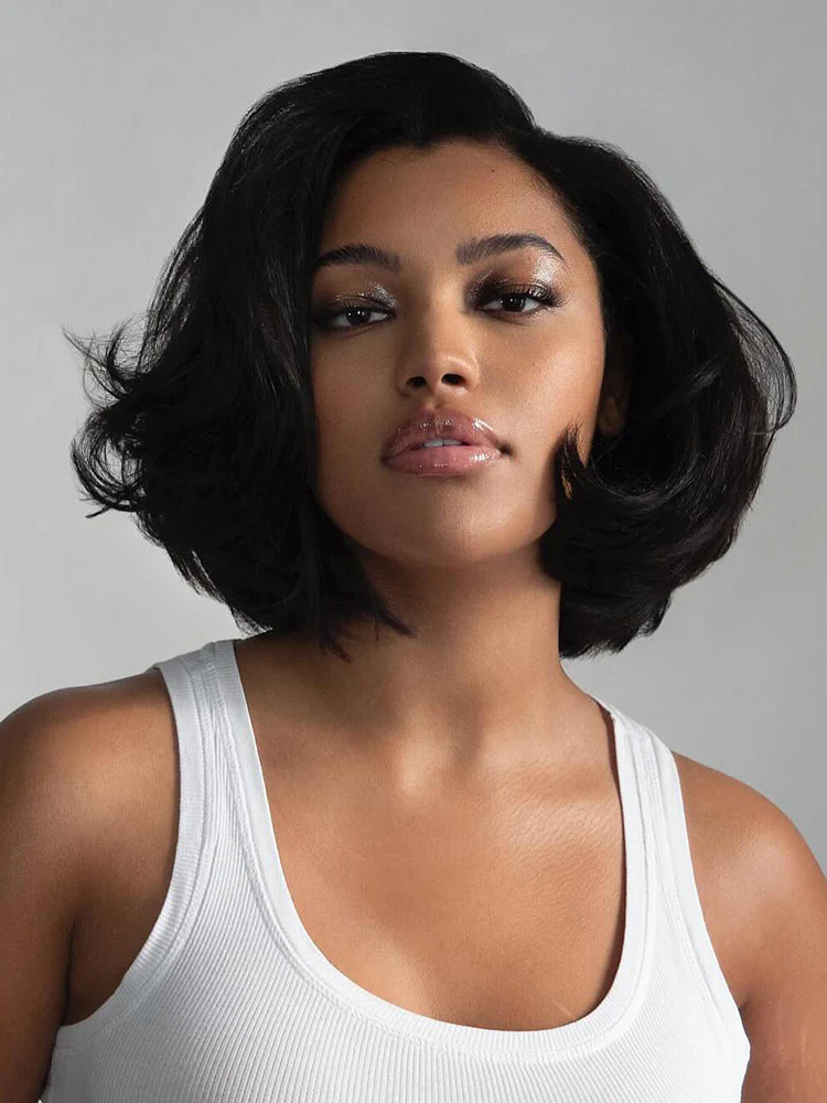 CurlyMe Wear Go Blow Out Straight Bob 7x5 HD Lace Glueless Wig Pre-Bleached Tiny Knots - Image 3