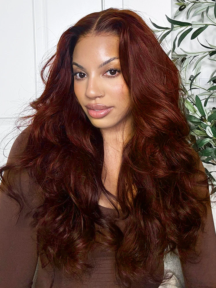 CurlyMe Pre-cut 9x6 Lace Reddish Brown Body Wave Hair Wear Go Glueless Mini Knots Wig Pre-plucked - Image 2