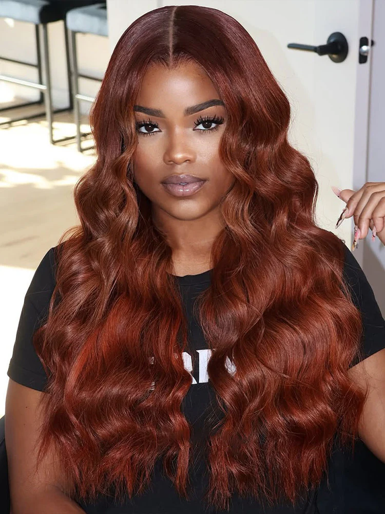 CurlyMe Pre-cut 9x6 Lace Reddish Brown Body Wave Hair Wear Go Glueless Mini Knots Wig Pre-plucked - Image 4