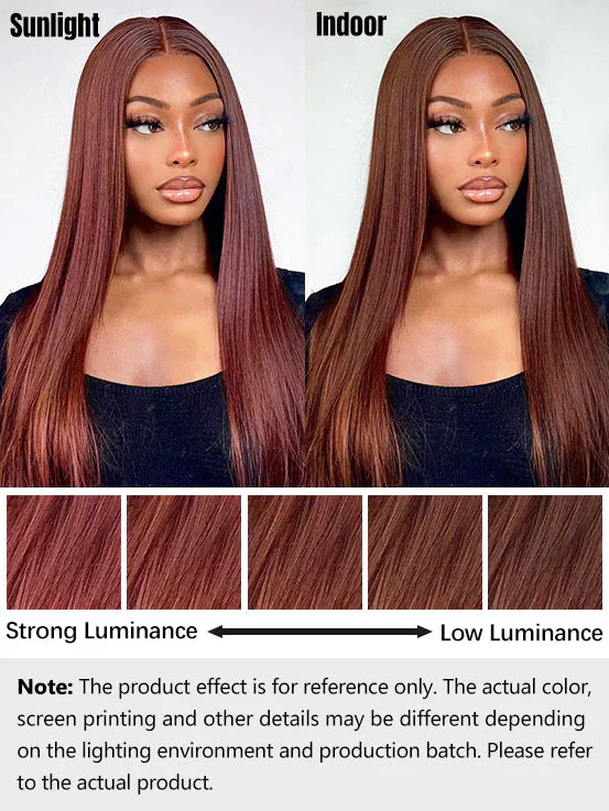 CurlyMe Pre-cut 9x6 Lace Reddish Brown Straight Human Hair Wear Go Glueless Mini Knots Wig Pre-plucked - Image 8