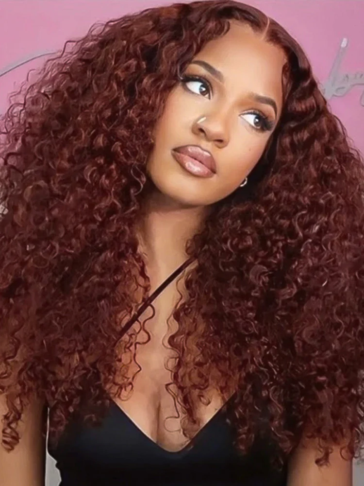 CurlyMe Pre-cut 9x6 Lace Reddish Brown Water Wave Hair Wear Go Glueless Mini Knots Wig Pre-plucked - Image 4