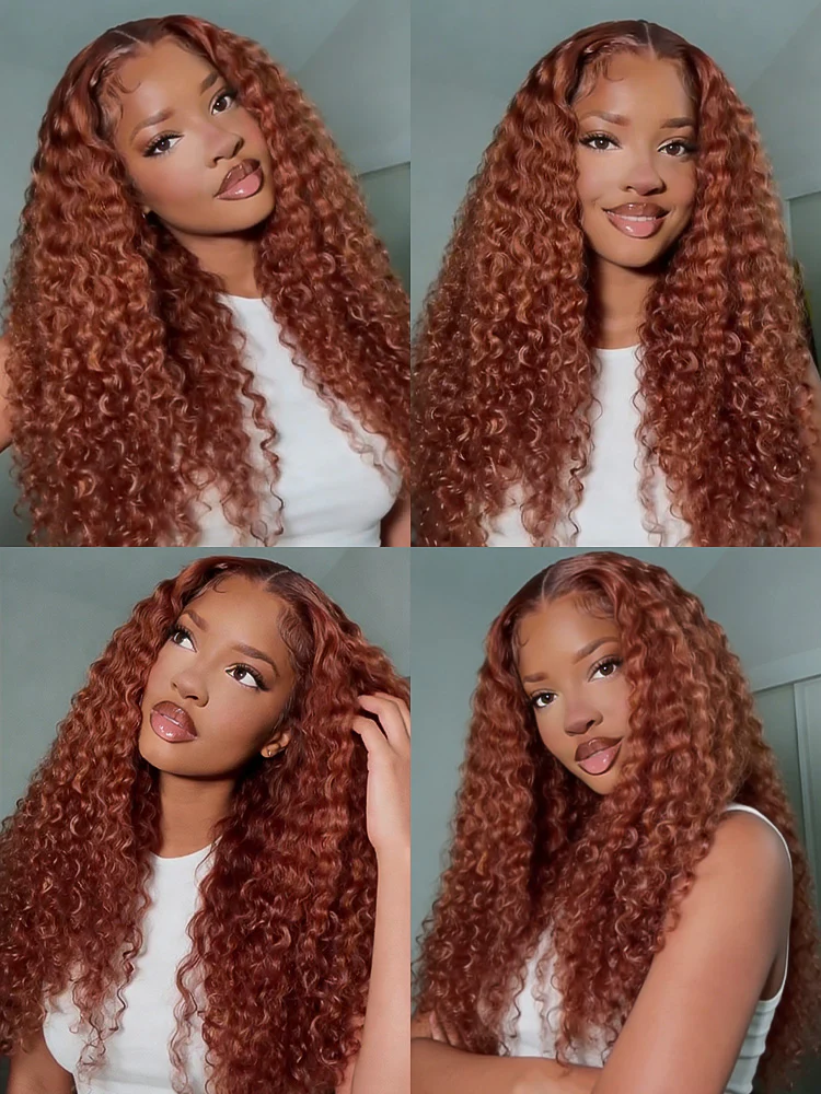 CurlyMe Pre-cut 9x6 Lace Reddish Brown Water Wave Hair Wear Go Glueless Mini Knots Wig Pre-plucked - Image 5