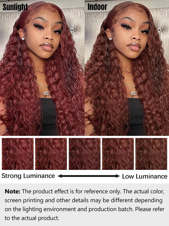 CurlyMe Pre-cut 9x6 Lace Reddish Brown Water Wave Hair Wear Go Glueless Mini Knots Wig Pre-plucked - Image 9