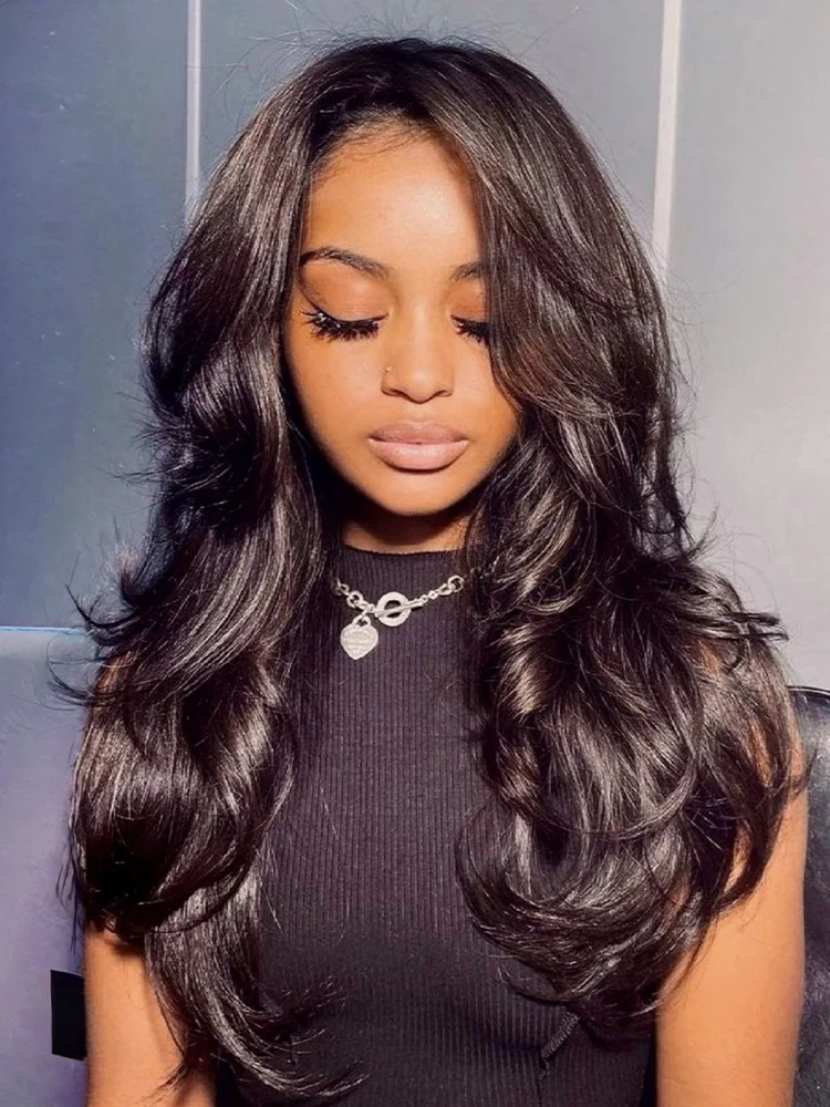 CurlyMe Pre-Styled Butterfly Cut Layer Natural Black Yaki Straight 9x6 HD Lace Wear Go Glueless Wig - Image 3