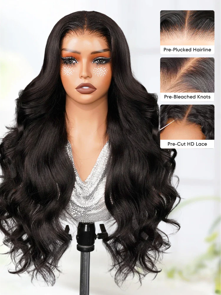 CurlyMe Pre-Styled Butterfly Cut Layer Natural Black Yaki Straight 9x6 HD Lace Wear Go Glueless Wig - Image 8