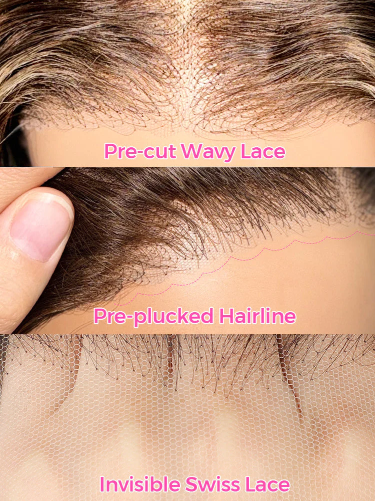 CurlyMe Layered Ombre Brown Pre-Styled Curly Bob Kinky Curly Wig Pre-Cut 7x5 Glueless Wig - Image 6