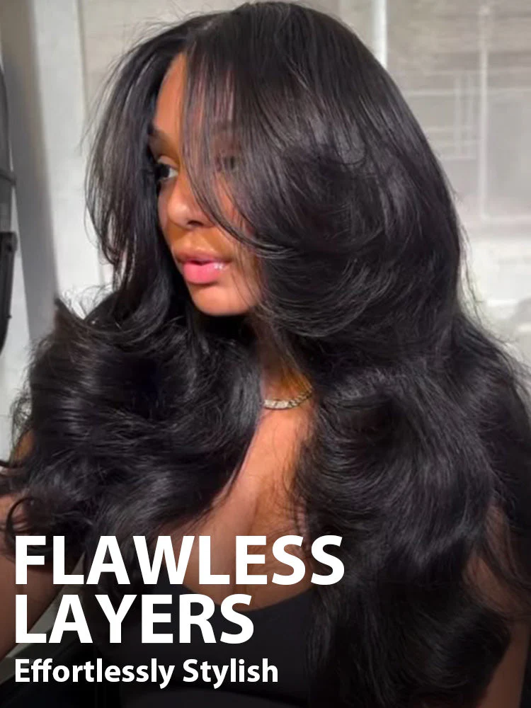 CurlyMe Layered Cut Pre-Bleached Body Wave Pre-Cut HD Lace Wear Go Glueless Wigs - Image 2