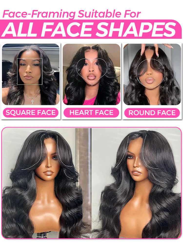 CurlyMe Layered Cut Pre-Bleached Body Wave Pre-Cut HD Lace Wear Go Glueless Wigs - Image 5