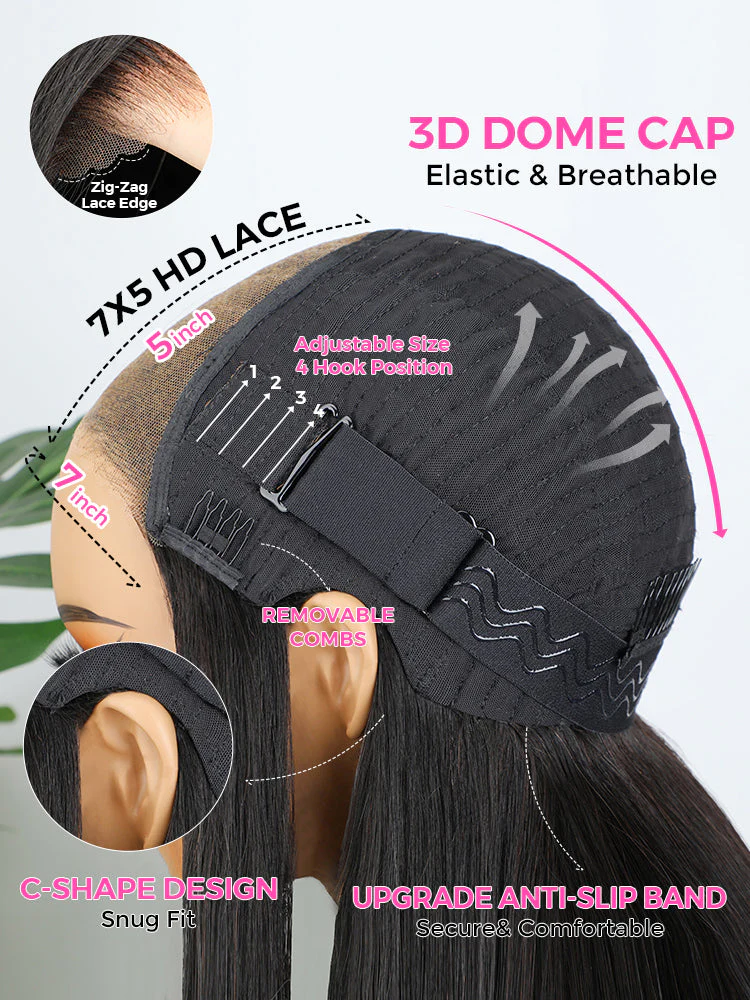 CurlyMe Layered Cut Pre-Bleached Body Wave Pre-Cut HD Lace Wear Go Glueless Wigs - Image 8