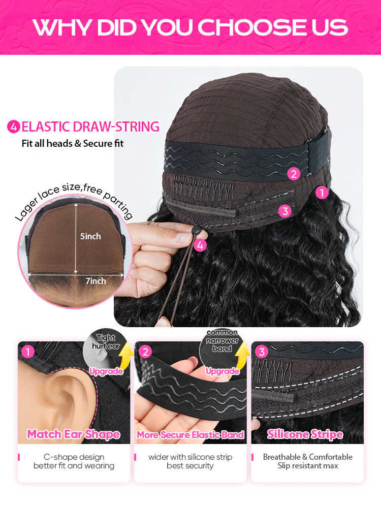 CurlyMe Mocha Mousse Color Burmese Curly Human Hair 7x5 Pre-Cut Lace Wear Go Glueless Wig With Elastic Draw-string - Image 9