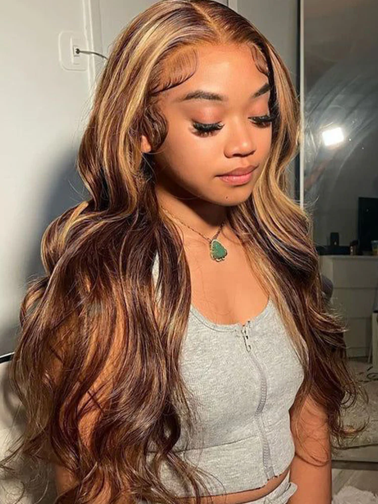 CurlyMe 4/27 Highlights Ombre Wear Go Body Wave Glueless Wigs Pre Cut Lace Wig - Image 2