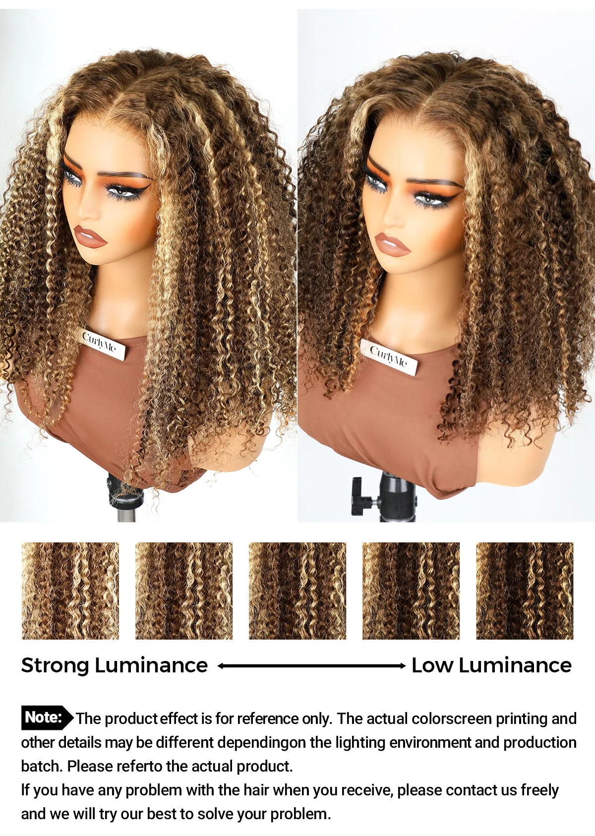 CurlyMe Wear Go Glueless Highlights Ombre Hair 7x5 Pre-cut Swiss Lace Kinky Curly Wig - Image 4