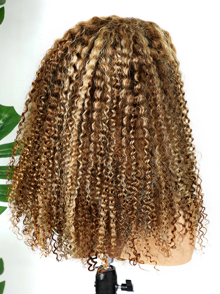 CurlyMe Wear Go Glueless Highlights Ombre Hair 7x5 Pre-cut Swiss Lace Kinky Curly Wig - Image 5