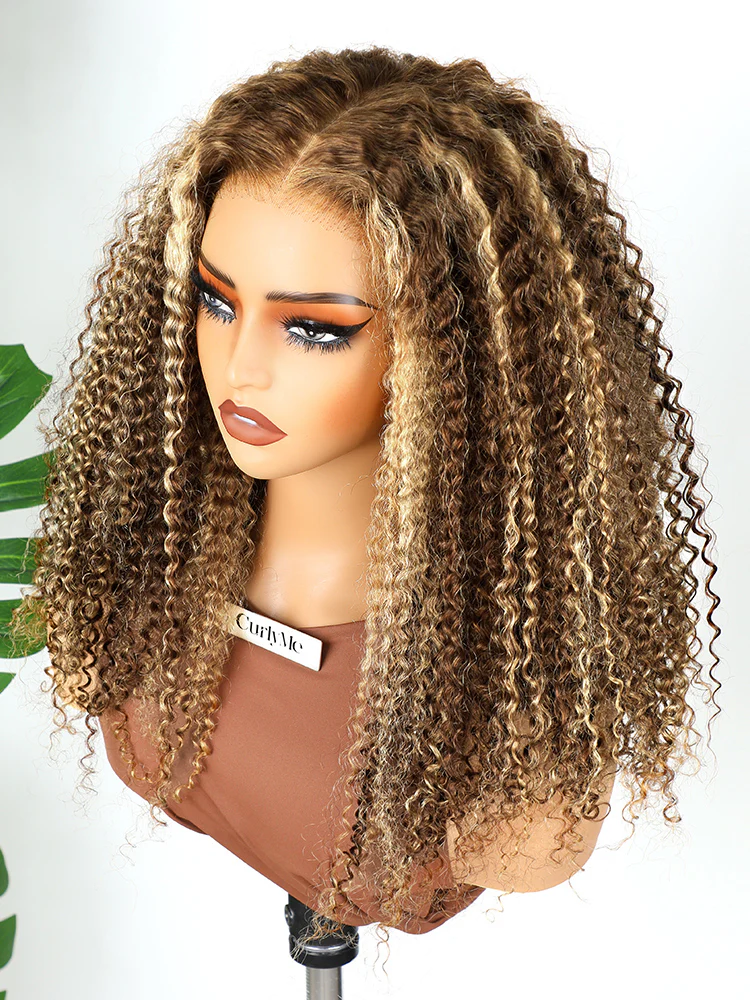 CurlyMe Wear Go Glueless Highlights Ombre Hair 7x5 Pre-cut Swiss Lace Kinky Curly Wig - Image 6